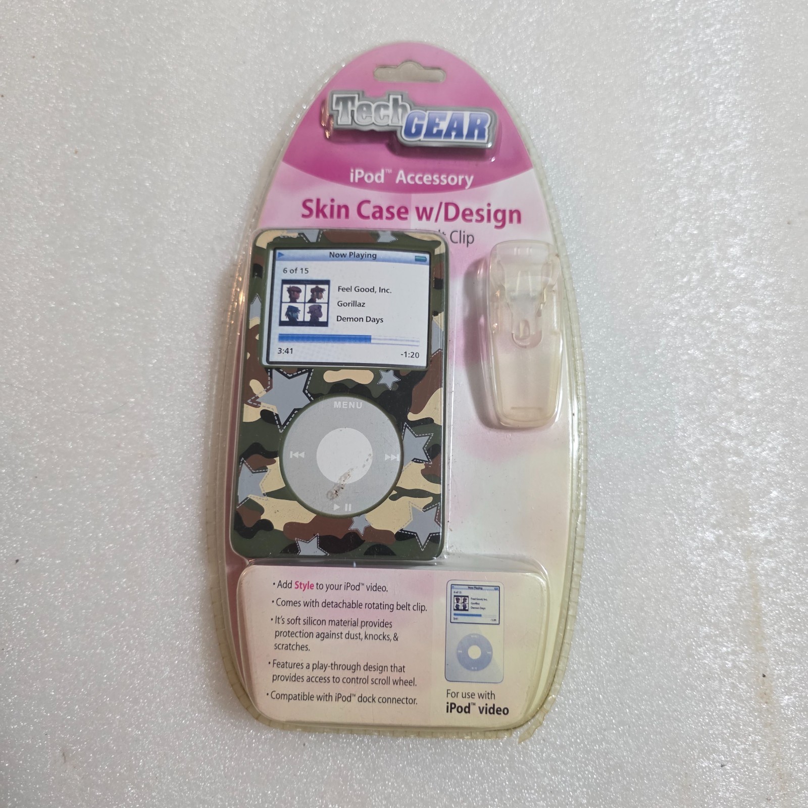 Tech Gear CAMOUFLAGE Stars iPod Video Accessory Skin Case Swivel Belt Clip New