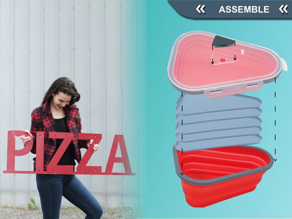 3-Pack Pizza Slice Storage Container Foldable Reusable BPA-Free Micrw. Dish Safe