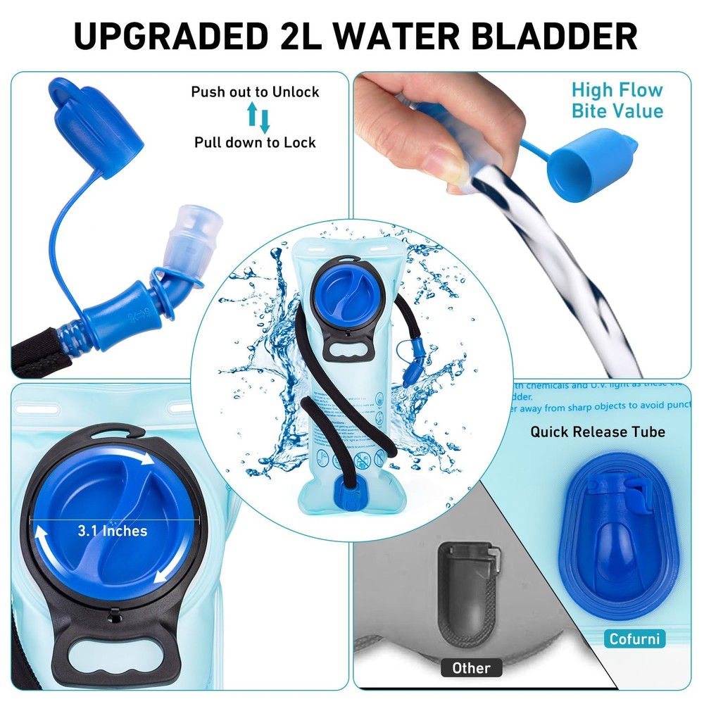 Hydration Backpack 20L with Water Bladder 2L, Large Storage Hiking Daypack fo...