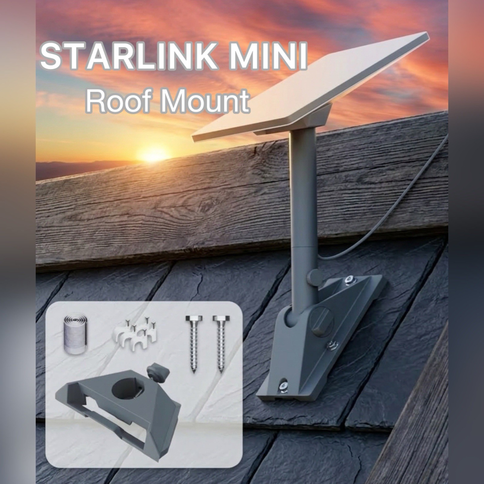 Pivot Mount for Starlink Mini Adjustable Roof/Wall Bracket Kit Gray New Open Box