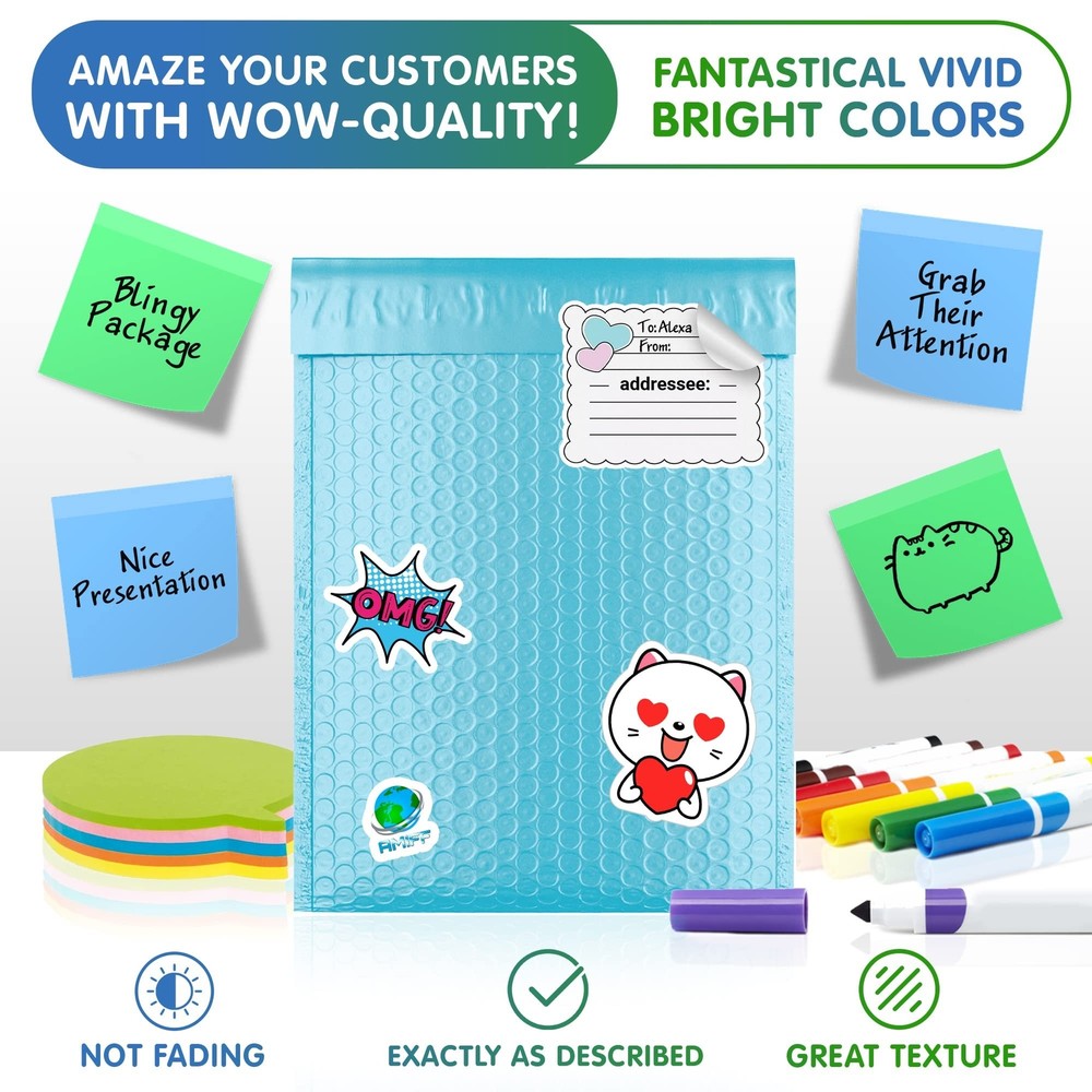 200 Blue Poly Bubble Mailers 5x9 Padded Envelopes