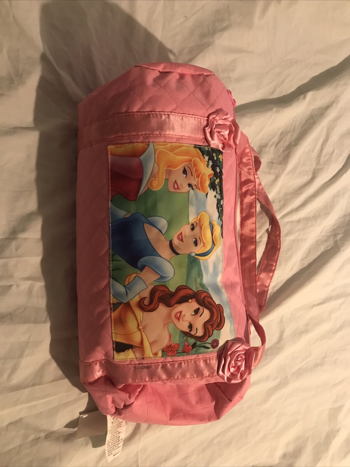 Disney Princess Aurora, Belle & Cinderella Kids Pink Duffle Bag And Sleeping Bag