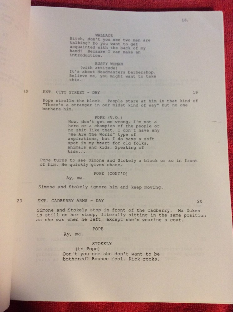 ORIGINAL SCRIPT SHOOTING SCHEDULE BLOOD MONEY MICHAEL MCCANTS