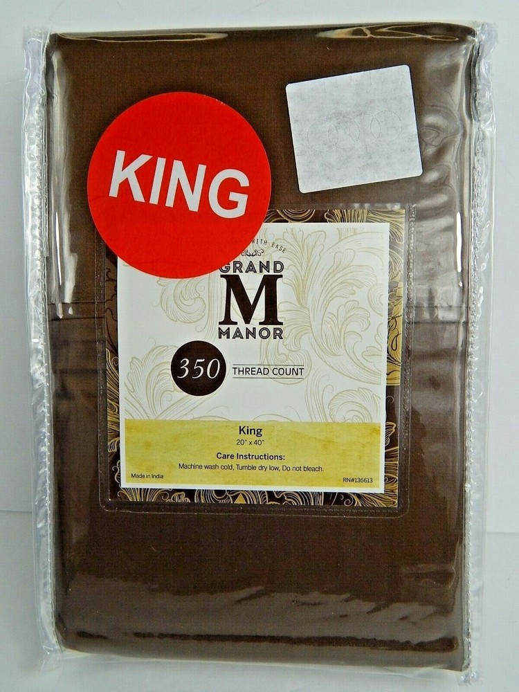 Grand Manor Two King Sized Pillowcases Chocolate 350 Thread Count