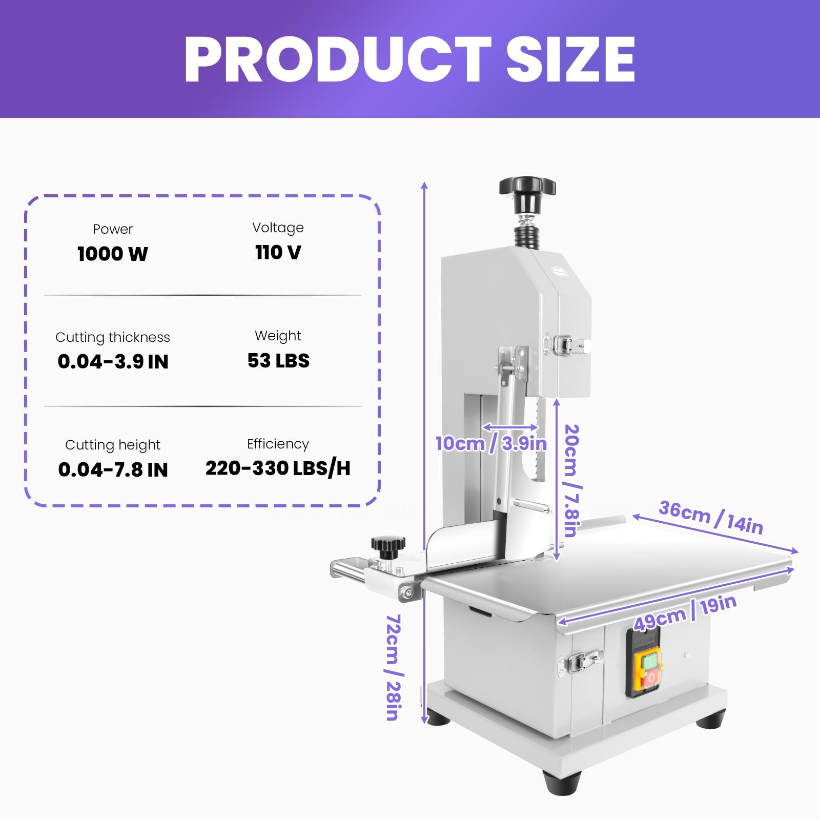 1000W Electric Bone Saw Machine w/8Blades Commercial Bandsaw Machine Bone Cutter