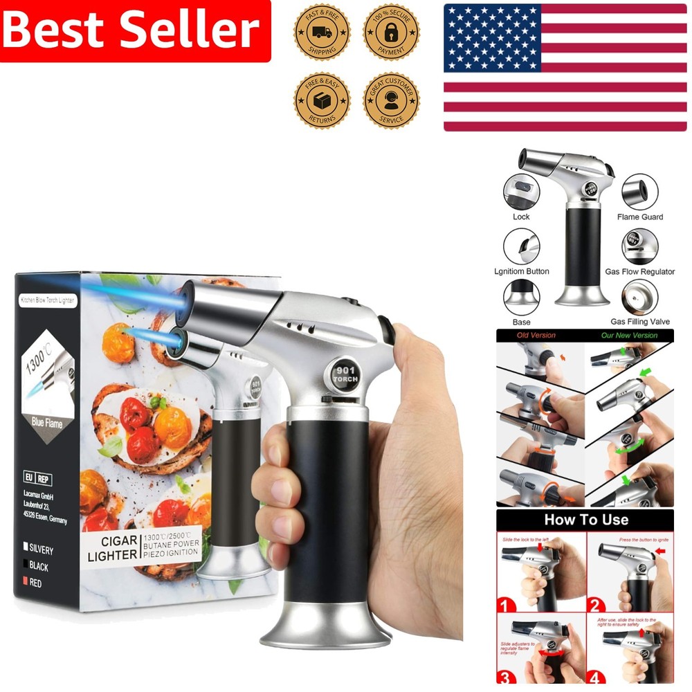 Mini Refillable Blow Torch with Piezo Ignition - Safe and Compact Cooking Tool