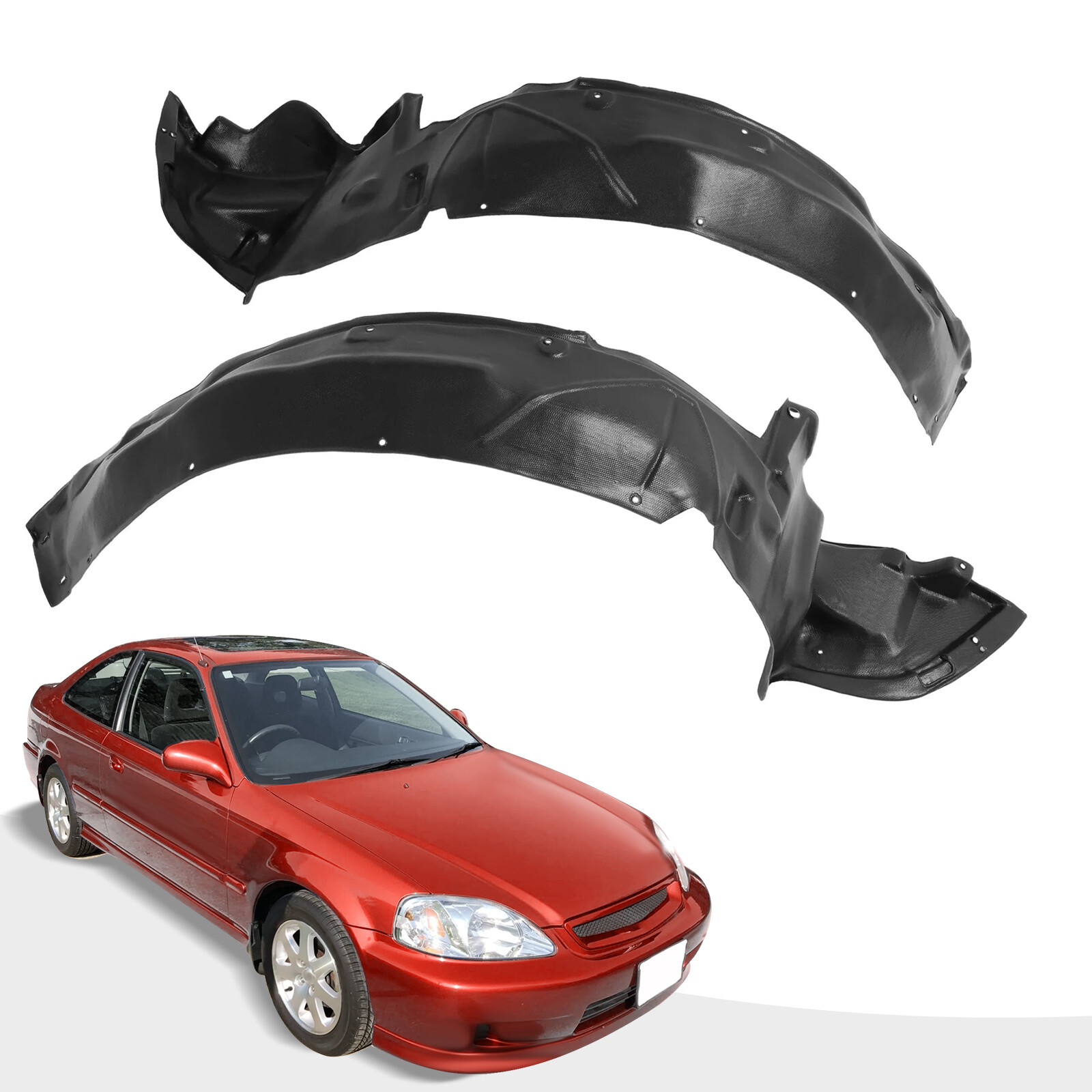 Inner Fender Liner Set For 1996-2000 Honda Civic Front Driver + Passenger Side
