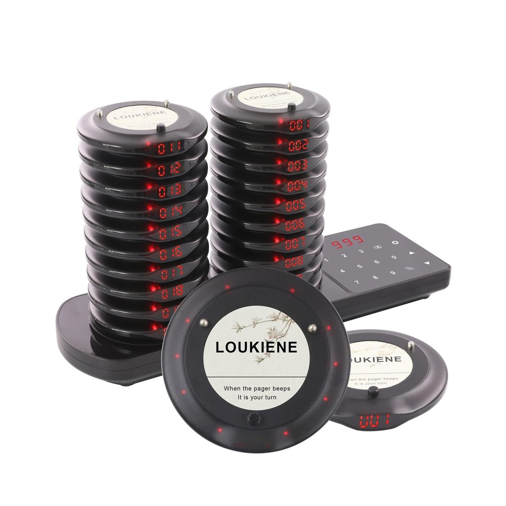 Restaurant Pager System, 20 Wireless Coaster Beeper Guest Customer Queue Page...