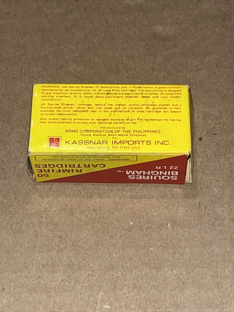 Squire Bingham Empty Ammo Box 22 LR Box Solid Point Minty Brick Fresh