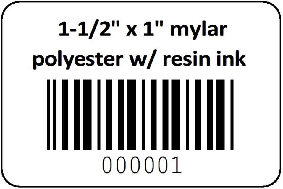 1000 Mylar Labels Serial  Barcodes Sequential Consecutive Number Roll Stickers