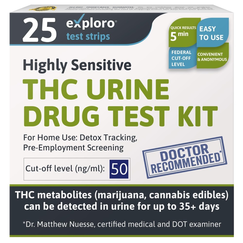 25 Pack THC Drug Test Kit - Home Marijuana Testing - Bulk Value THC Tests
