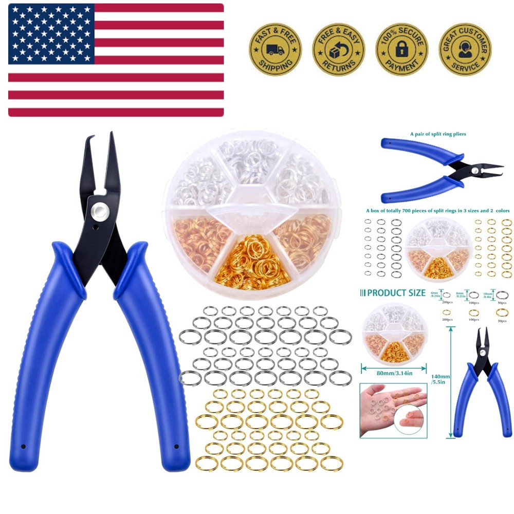 Split Rings for Jewelry Making, 700pcs Small Split Ring with Split Ring Plier...