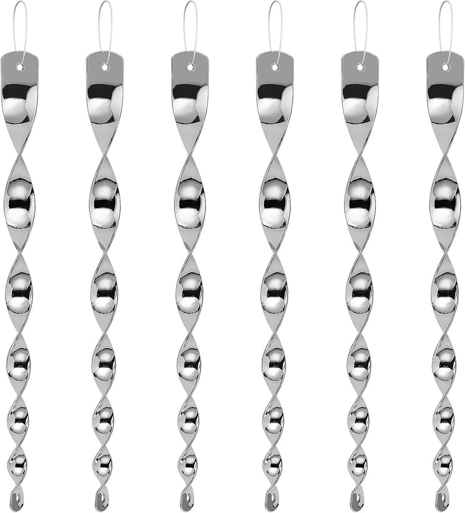 Elegant Silver Spiral Reflective Scare Rods - Quiet Bird Control Solution | 6PCS