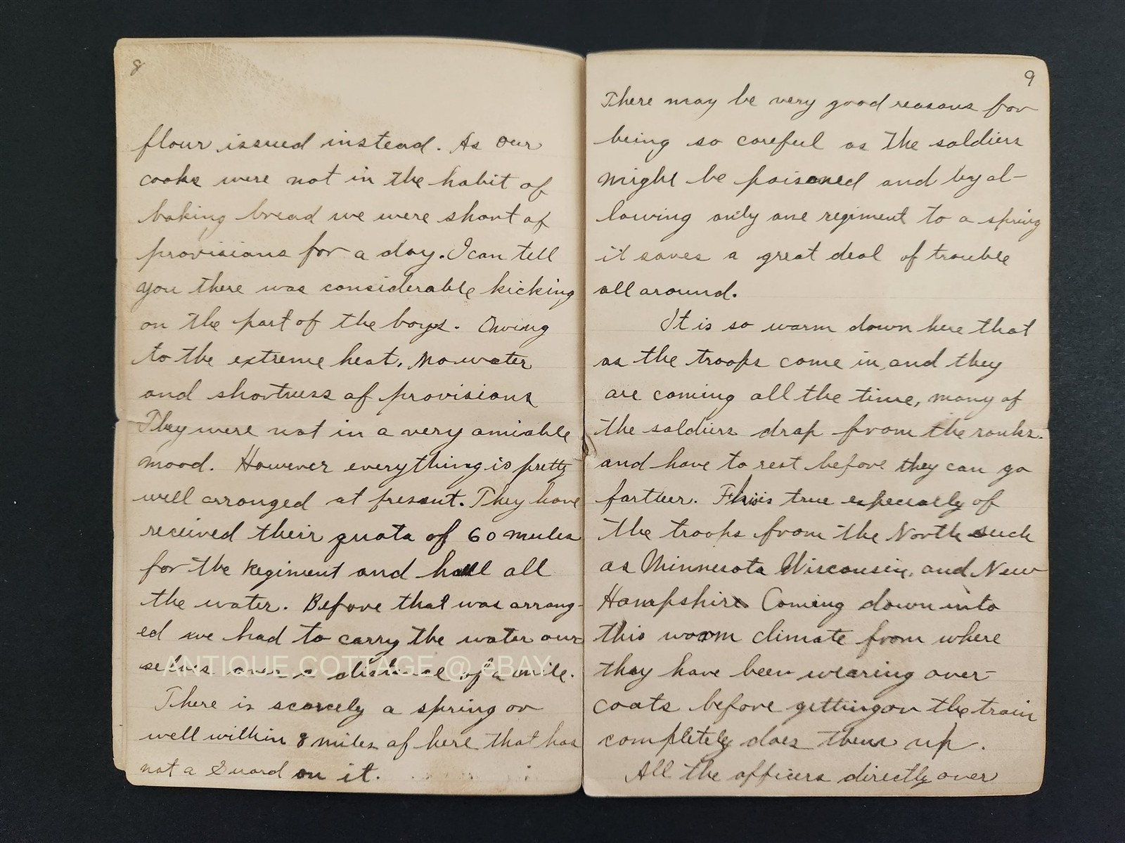 1898 antique DIARY SPANISH AMERICAN WAR soldier 20 pages military