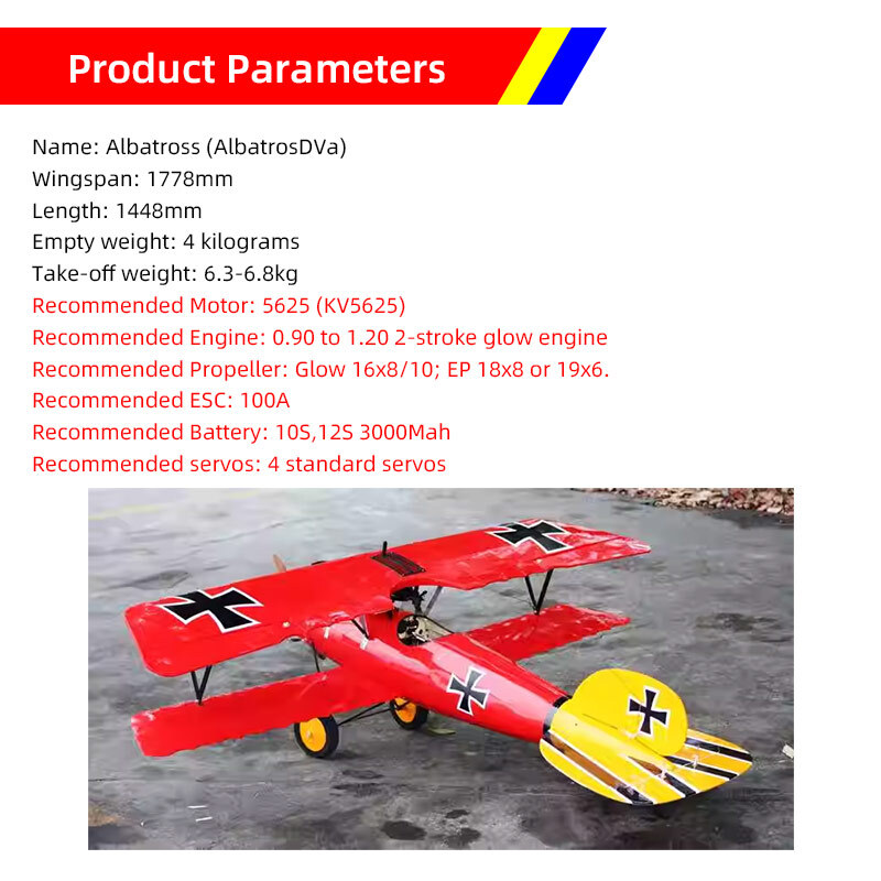 Model Aircraft 1.8-meter ARF Version Albatros DVa Fixed Wing
