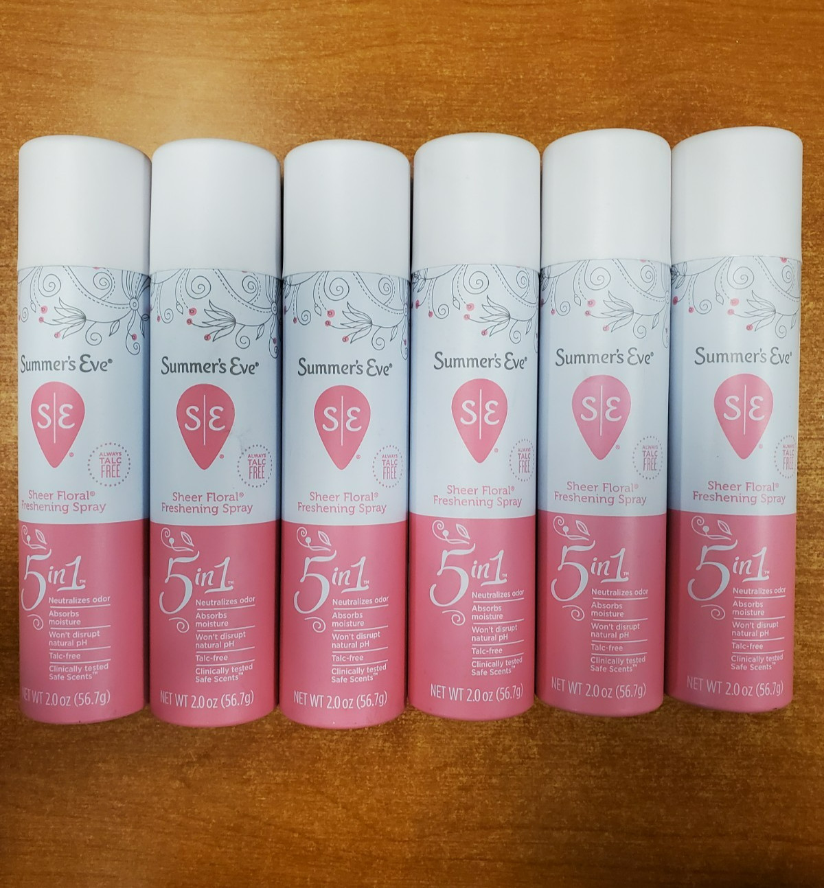 6 Cans: Summer's Eve Sheer Floral Daily Refreshing Feminine Spray 2 oz. ea. F1A