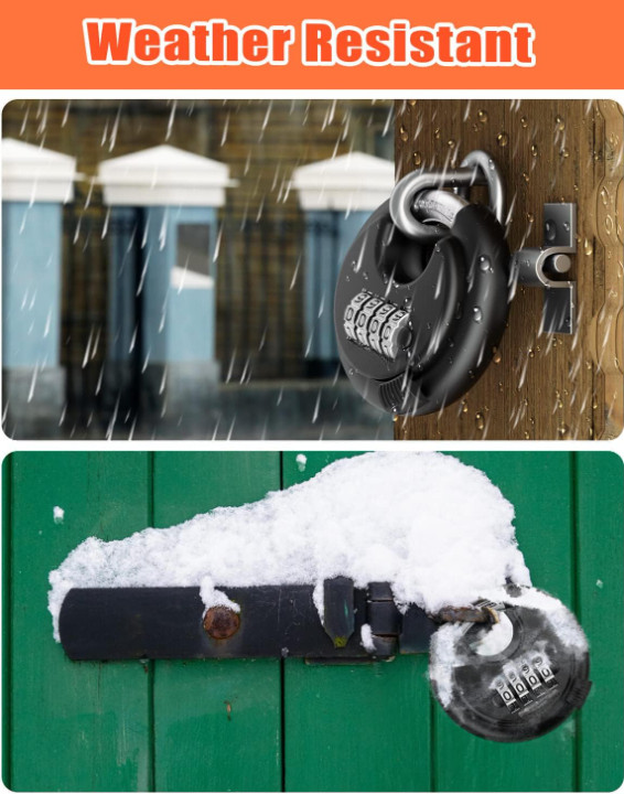 Candado combinación disco 4 dígitos resistente impermeable acero 2 piezas negro