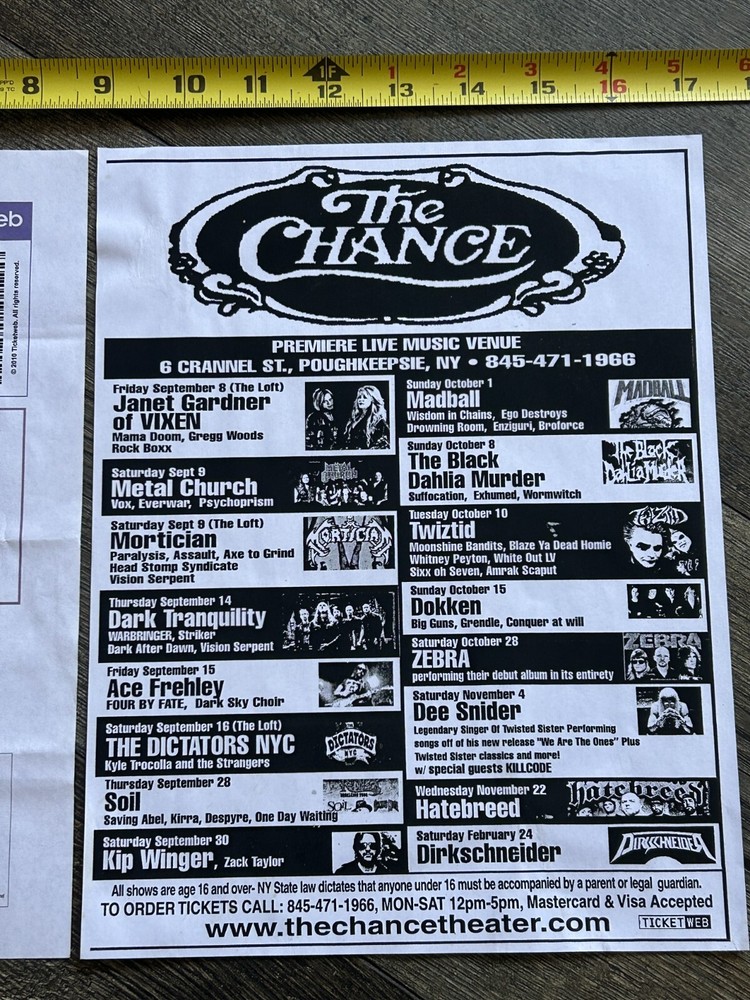 KISS Handbill Flyer Concert Ad Ticket ACE FREHLEY Chance NY 2017 Vintage Kiss