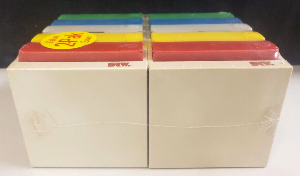 SRW Computer 3.5" Vtg MICRO DISK 2 Pack Cube w/5 Colored Cases STORAGE ORGANIZER