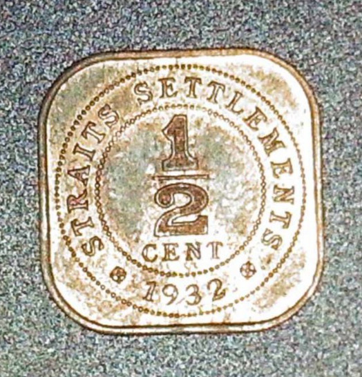 1932 STRAITS SETTLEMENTS 1/2 CENT KING GEORGE V BRITISH