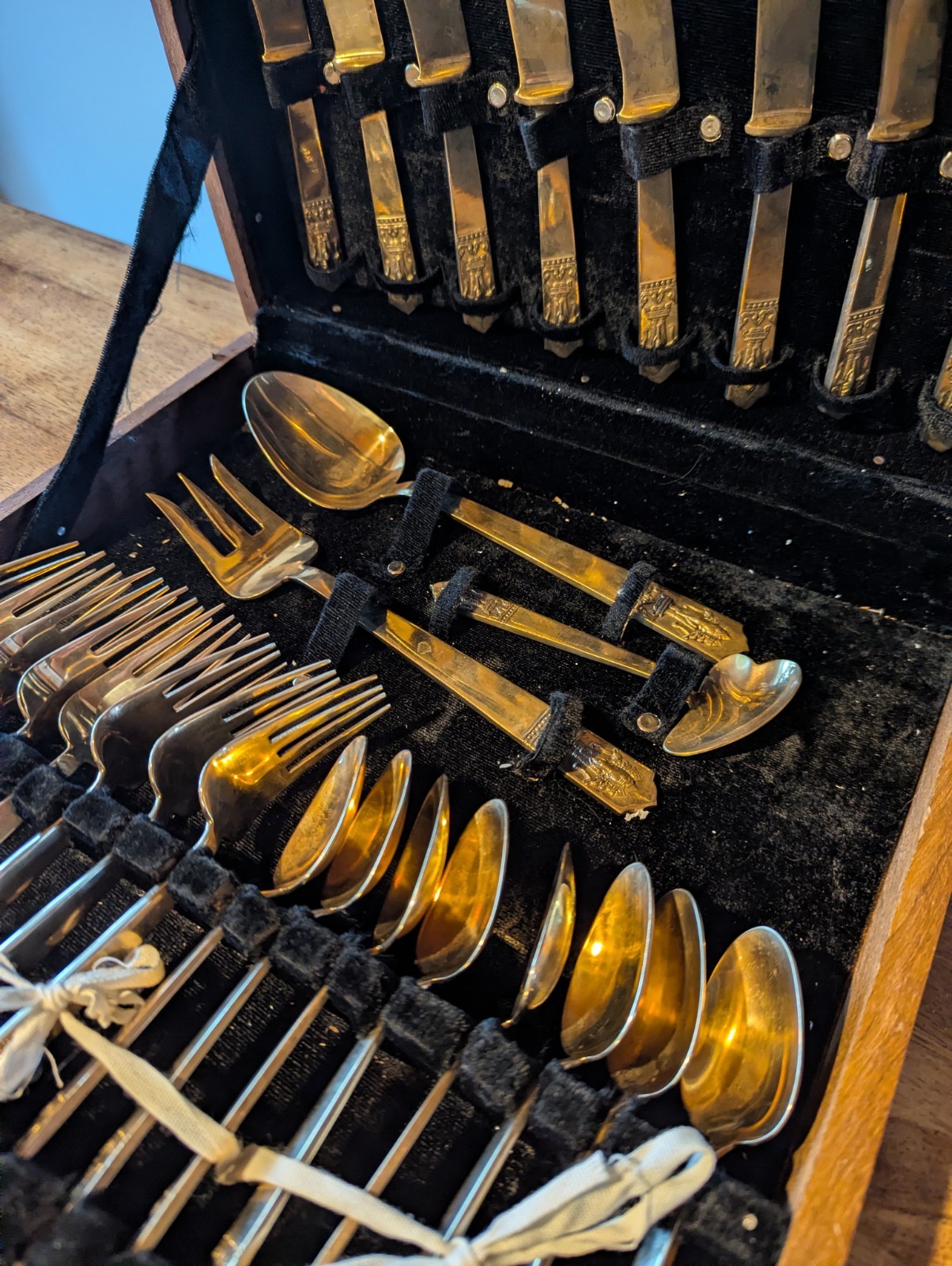 MCM Siam Bronze Flatware 29 Piece Thailand Flatware Set Service for 8