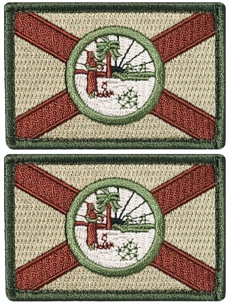 Florida State Flag Embroidered Patch | 2PC Hook Backing  3"X2"