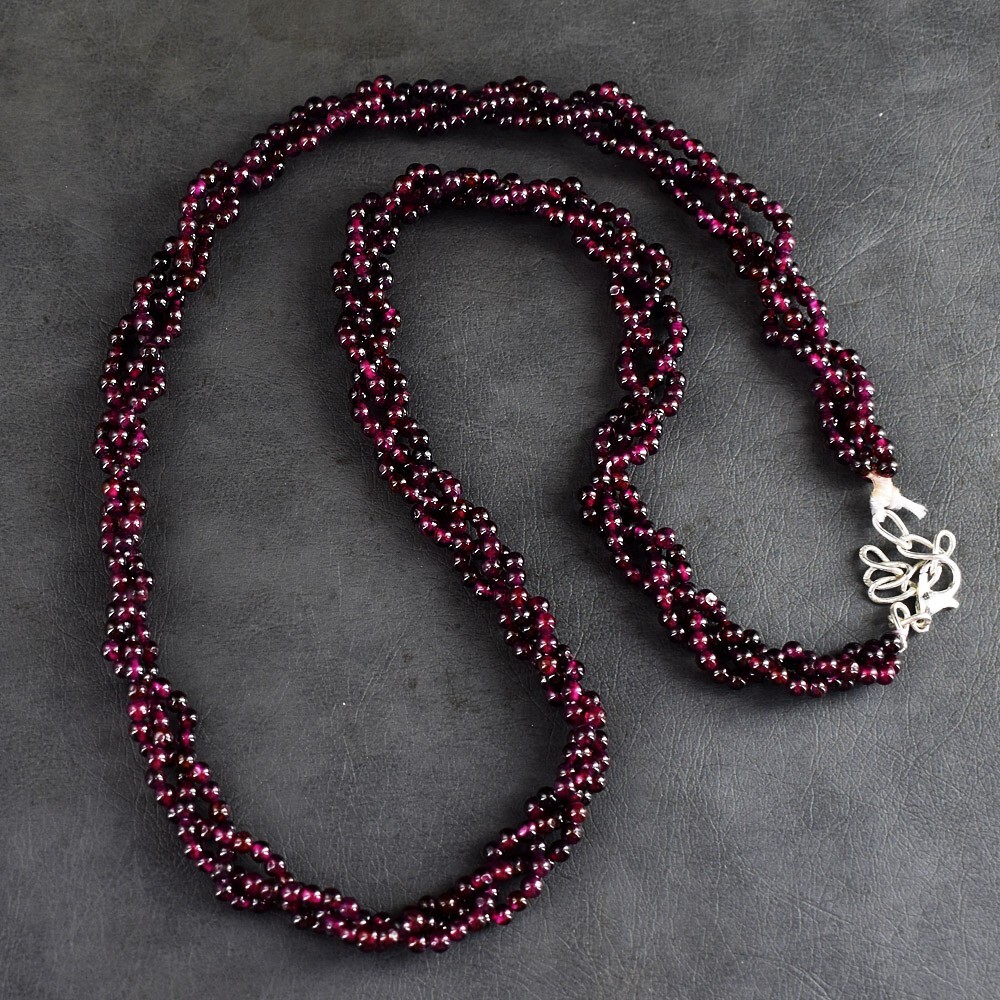 FASHIONISTA RARE 200 CTS NATURAL UNTREATED PURE RED GARNET BEADS NECKLACE