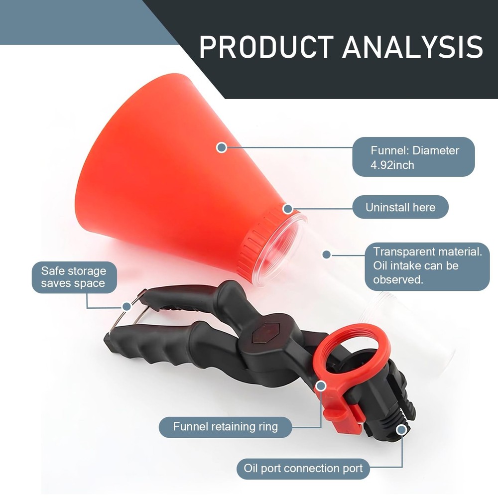 Prywog 1 PC Automobile Engine Fuel Funnel, Self-Locking Structure Red