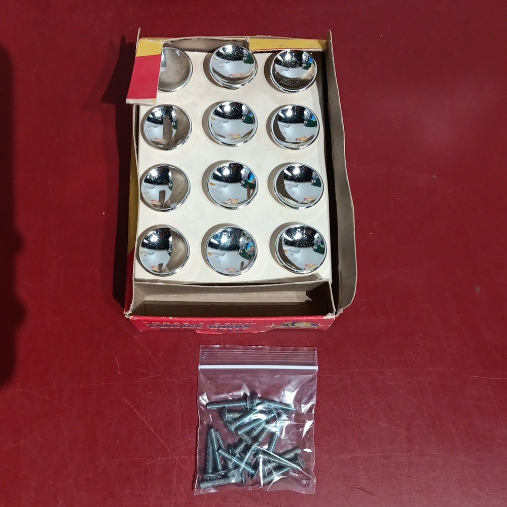16 Yoders Cabinet Hardware 1 1/4" Concave Knobs/Pull "Crome Brite" W/Display Box
