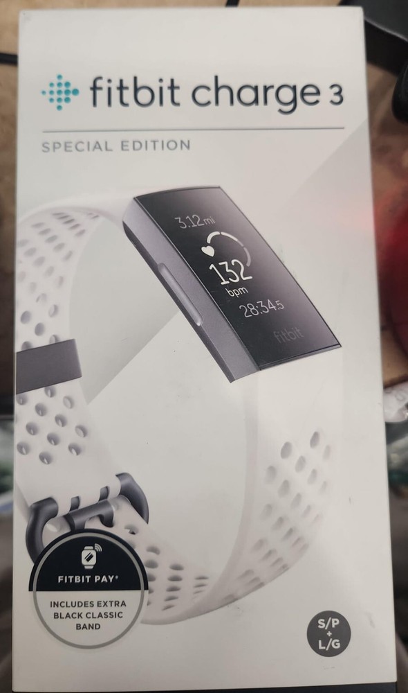 Fitbit Charge 3 Fitness Activity Tracker - White Open box