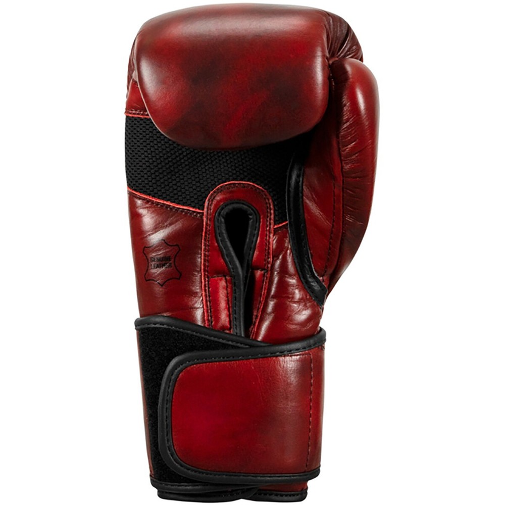 Title Boxing Blood Red Leather Hook and Loop Training Gloves - Red