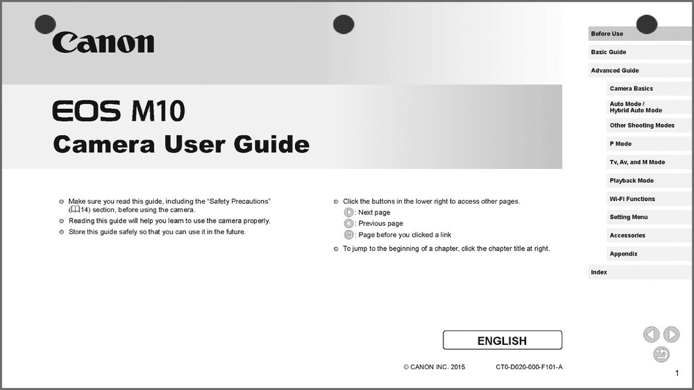 Canon EOS M10 Digital Camera User Instruction Guide  Manual
