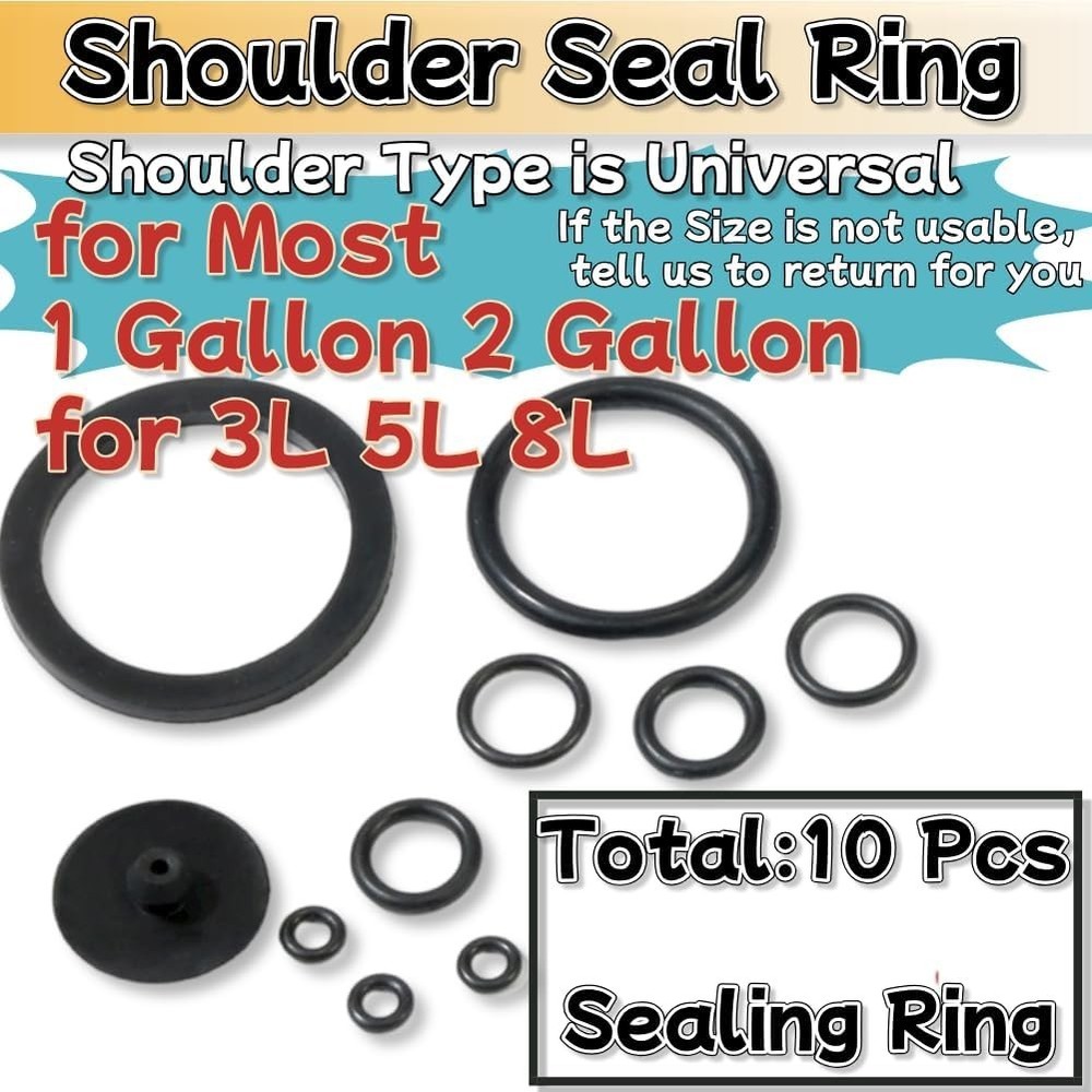 10-Pack Sprayer Seal Rings - Durable Rubber Replacement for 1-2 Gallon Sprayers