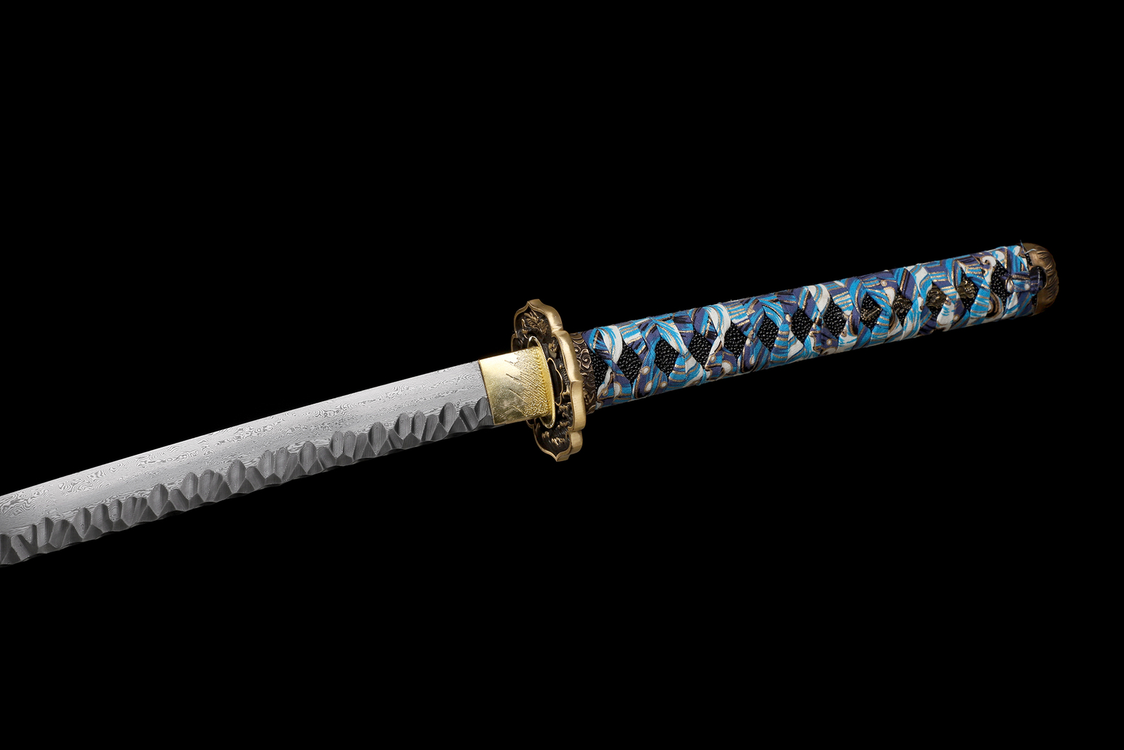 KATOKU Katana Samurai Sword Damascus Steel Brass Tsuba Razor Sharp New Blade