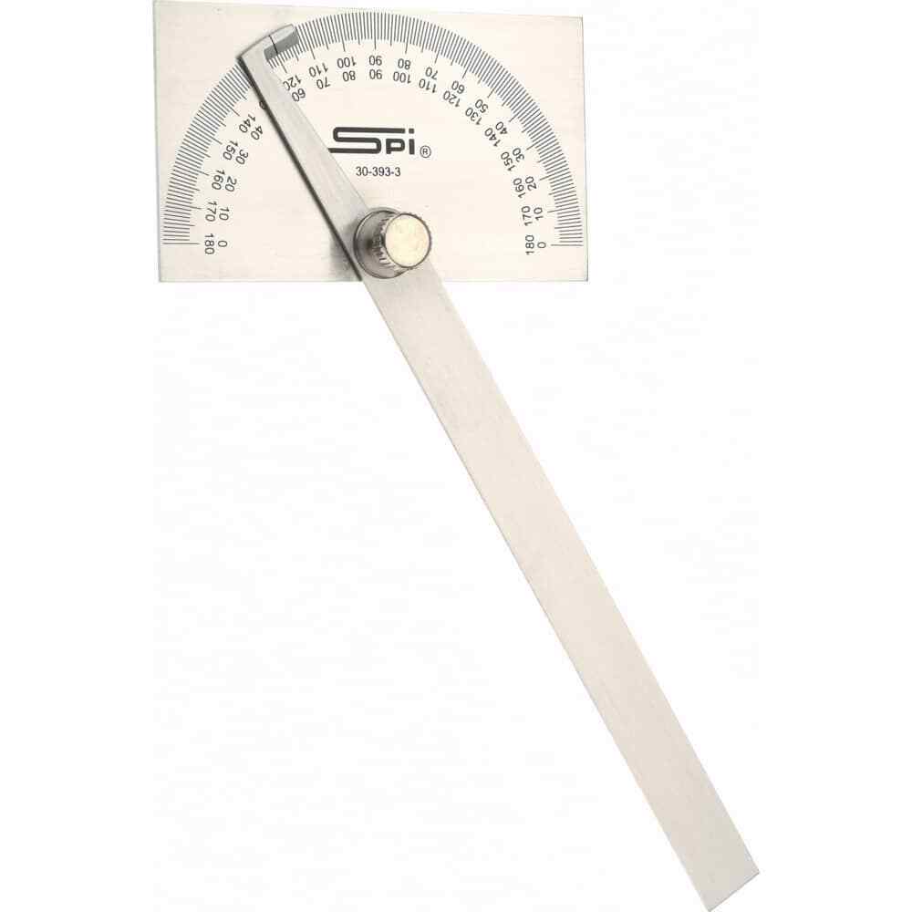 New SPI 30-393-3 Rectangular Head Protractor: 6" Blade Length, 180� Measurement