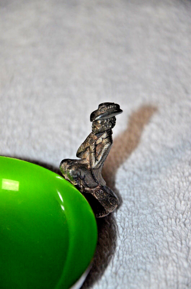 Vintage Figural Reed & Barton Dish Green Enamel Silverplate L192 Vintage