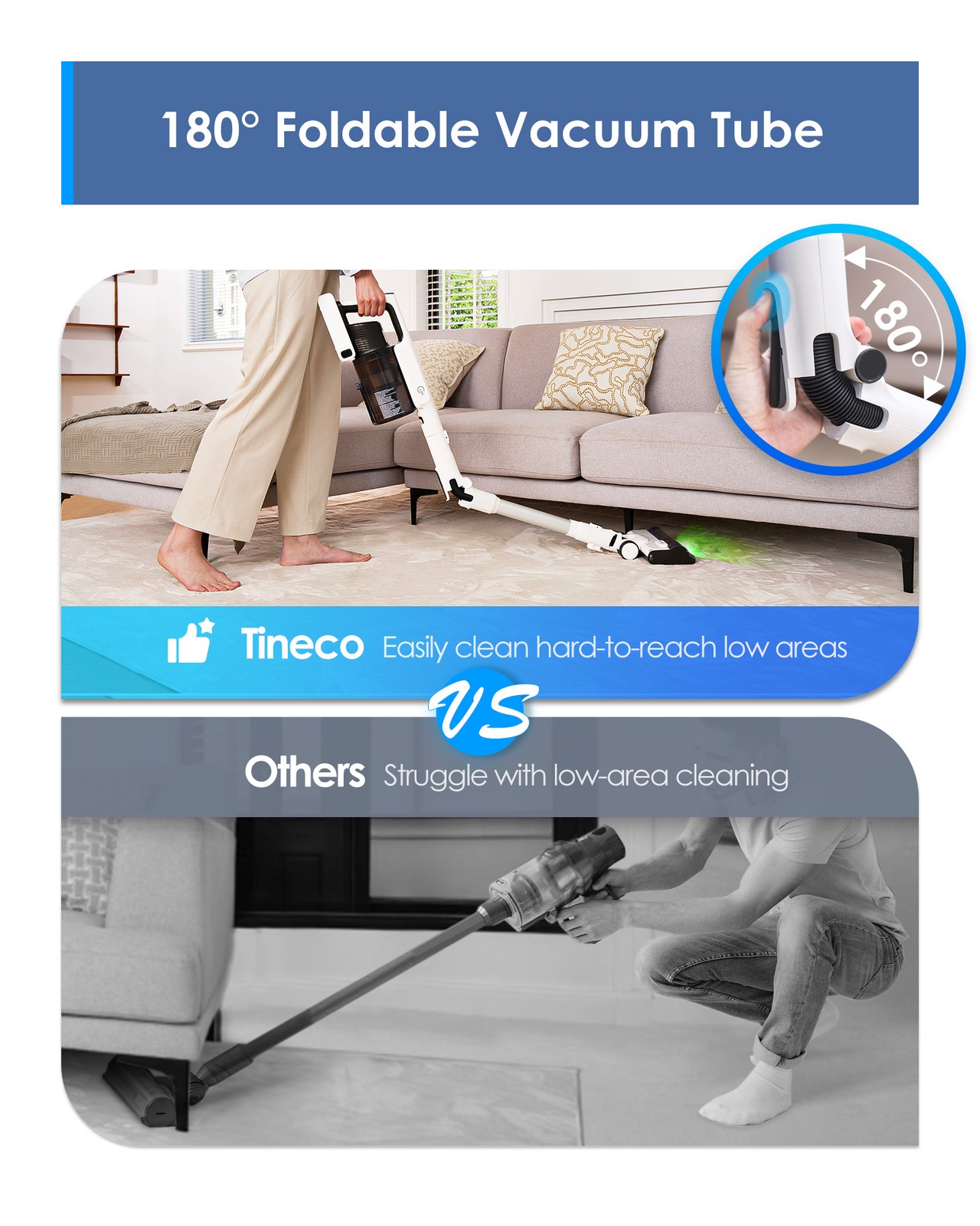 Tineco PURE ONE A50S Pet Cordless Stick Vacuum Cleaner, 185W Suction