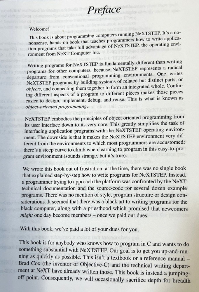 Nextstep Programming Hard cover 630 pages