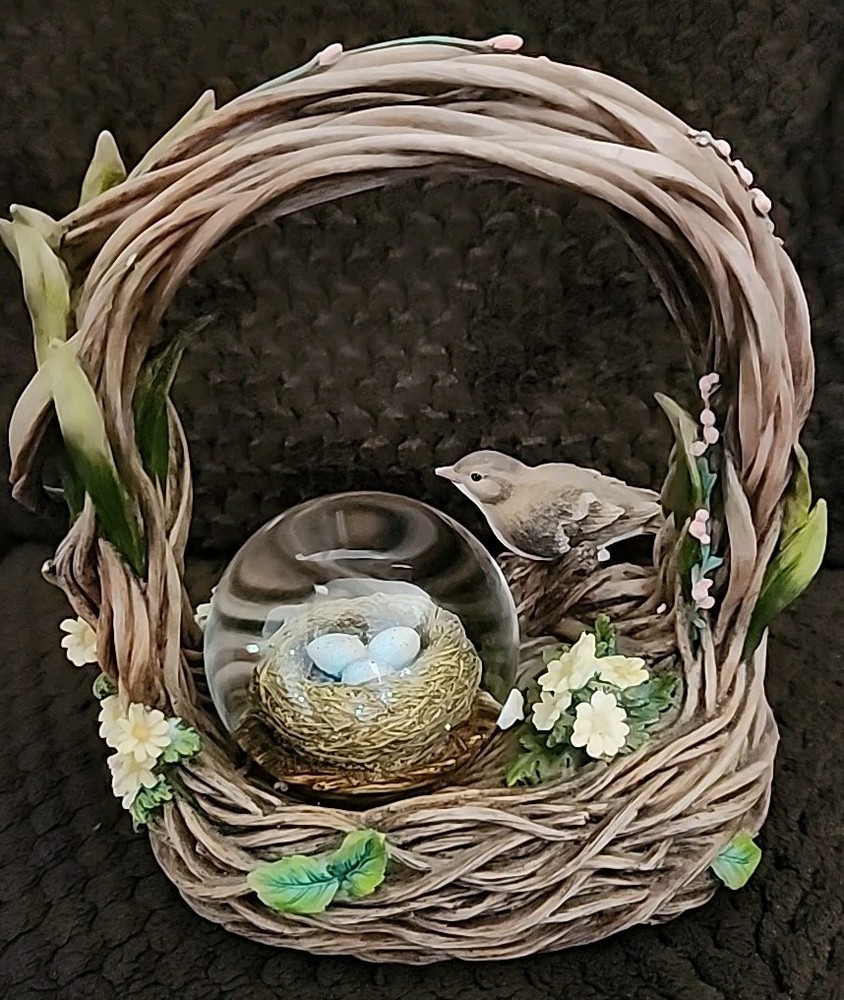 Things Remembered Musical Snow Globe Basket Easter Ceramic Engravable Heavy