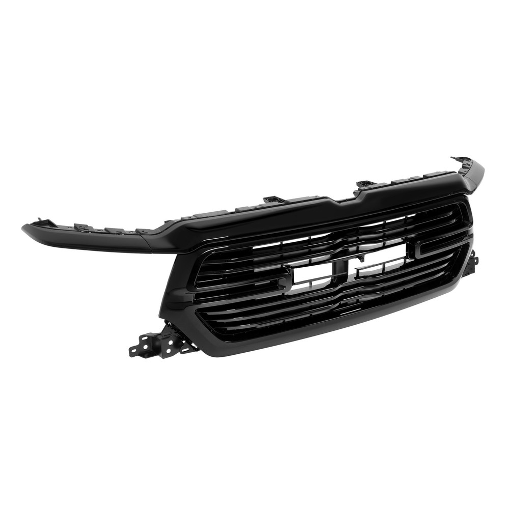 Fits Ram 1500 2019-2022 Front Bumper Grille W/ Upper Trim Molding Gloss Black