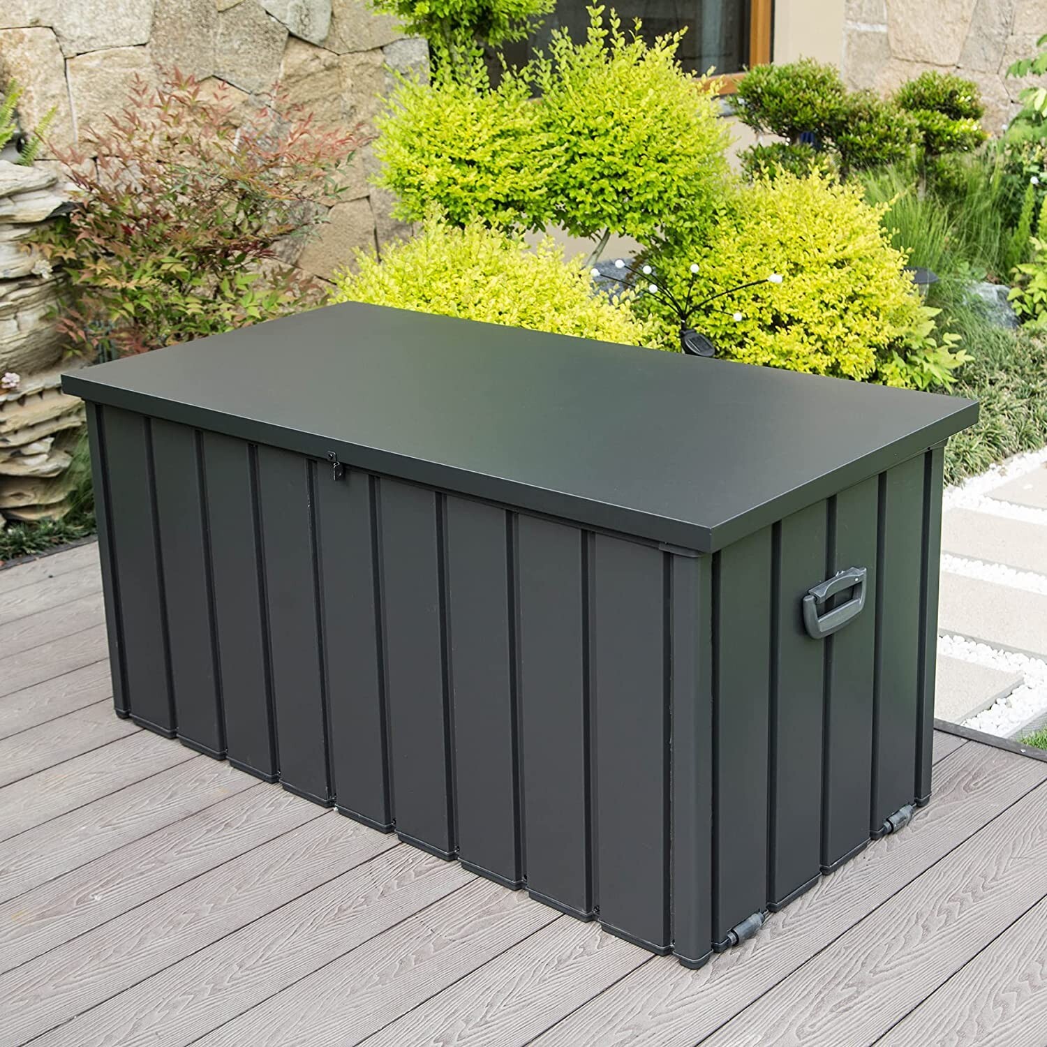 Domi 150 Gallon Metal  Outdoor Storage Deck Box Waterproof w/Lockable (Grey)