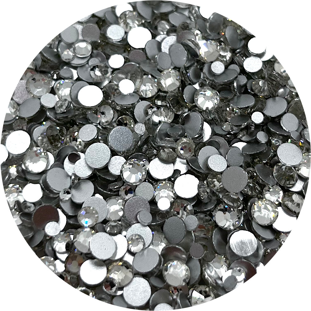 Flat Back Non-Hot Fix Glass Rhinestones - Grey