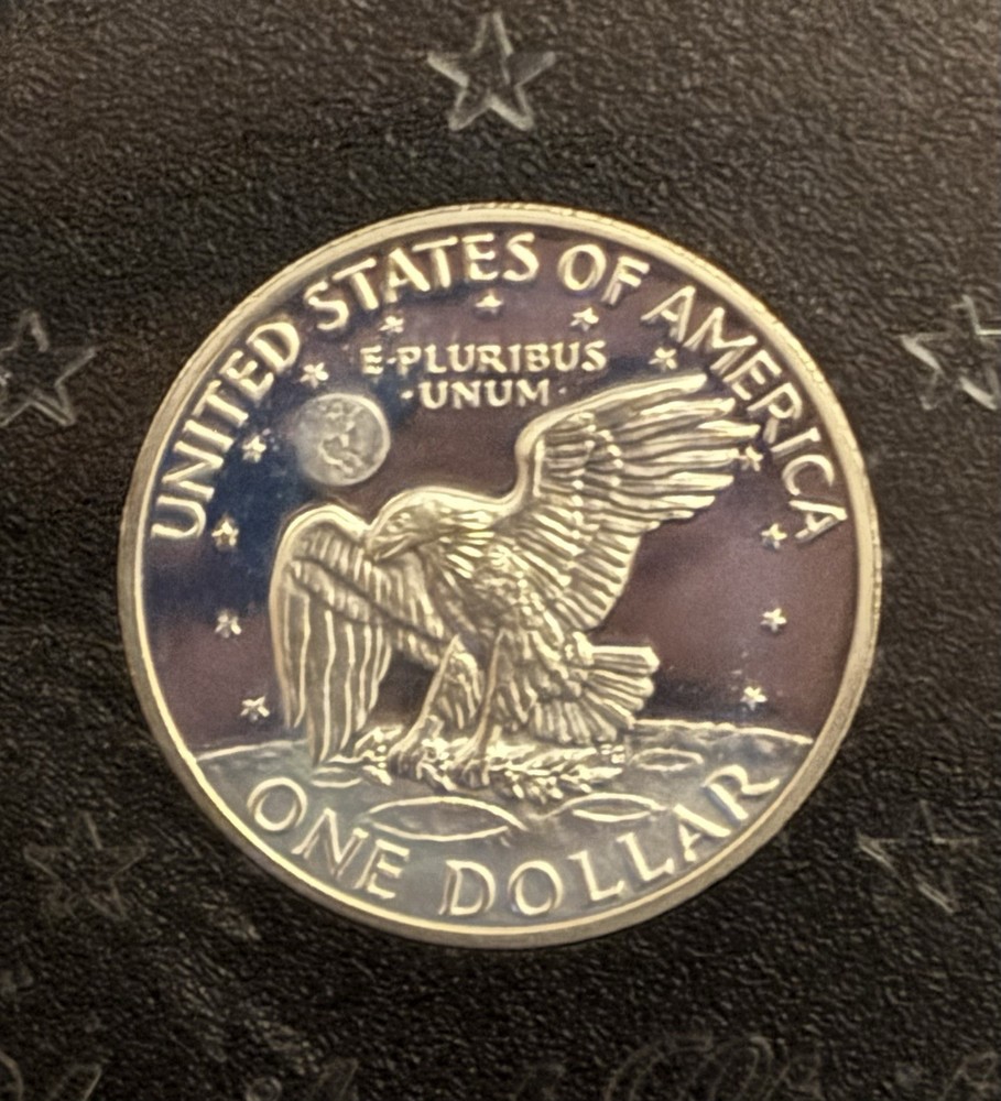 1971-S “Brown Ike” Eisenhower Silver DCAM Proof Dollar; Peg Leg Mint Error