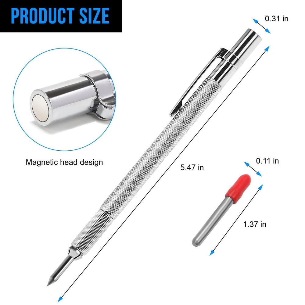 2 Pack Tungsten Carbide Scriber with Magnet, with Extra 20 Replacement Markin...