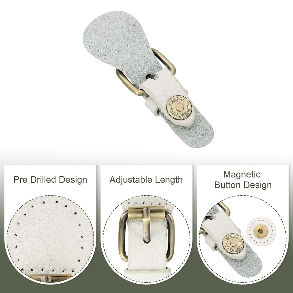 Leather Snap Buckles Snap Button Closure, 2 Pcs Magnetic Snaps, Beige