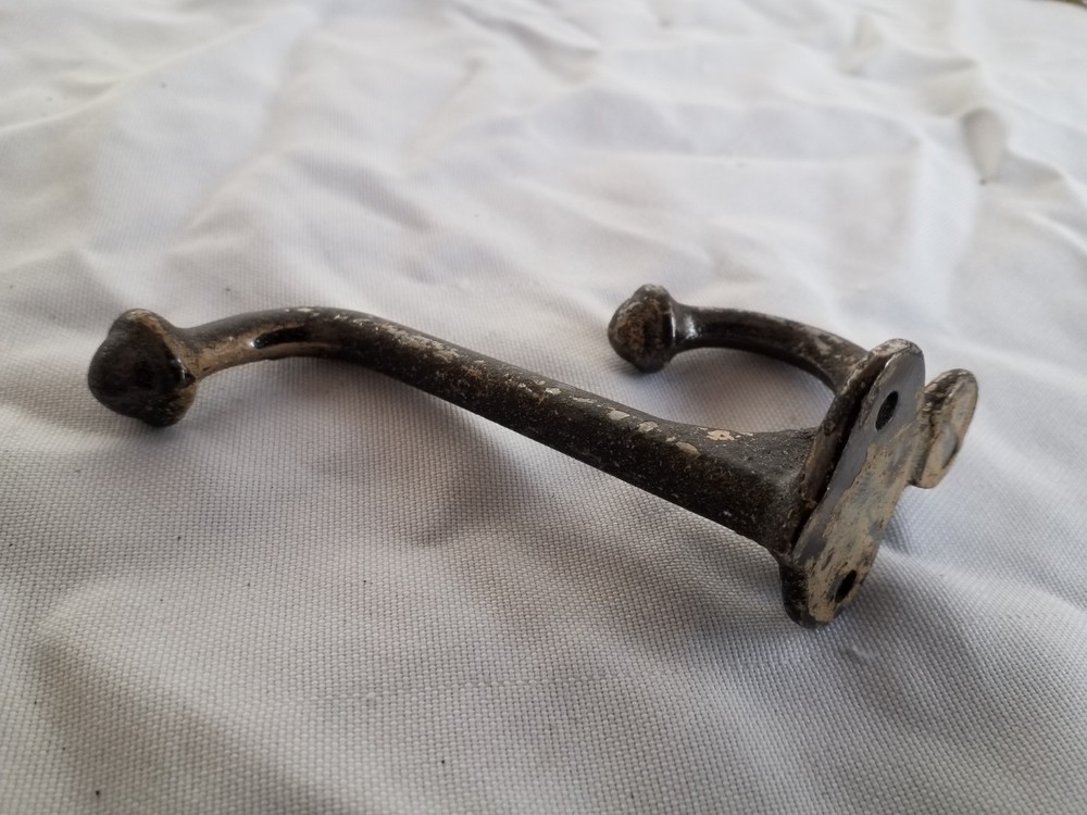 Vintage Hardware Pair Coat/ Hat Hook Matched Set Distressed Original 3.5" Hooks