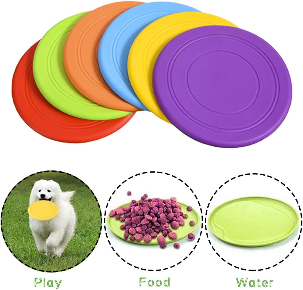 6 Pack Dog Flying Discs - Interactive, Soft Floating Saucer for Small, Medium Do