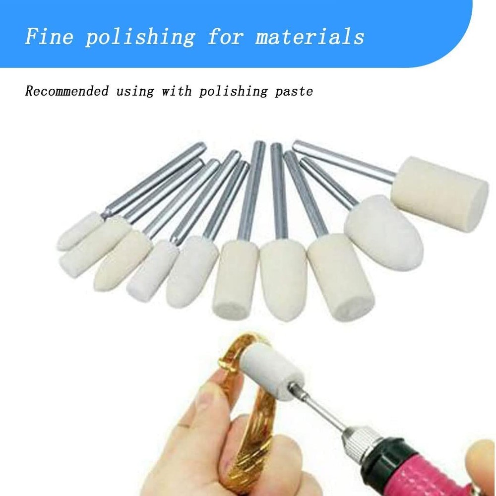 100 Pcs Compressed Wool Felt Polishing Head Tool Buffing Wheel for Dremel Rot...