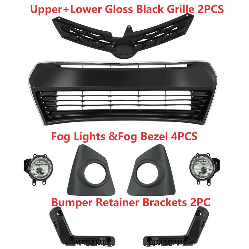 For Corolla S 2014-2016 Front Upper Grille Lower Grill Fog lights Bumper Bracket