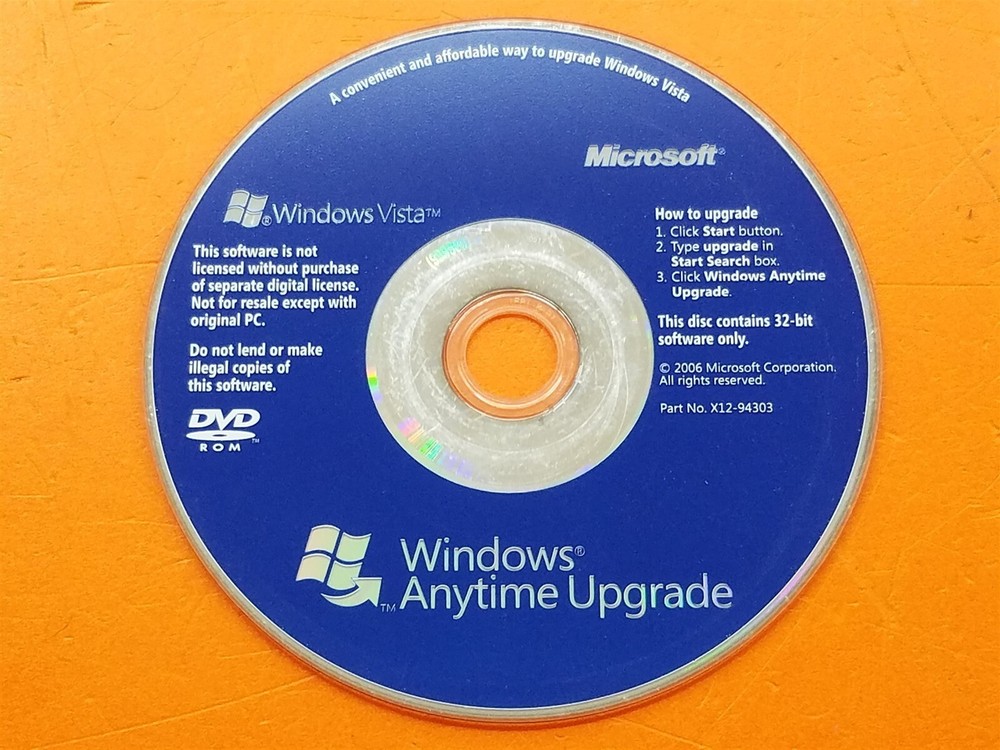 ⭐️⭐️⭐️⭐️⭐️ PC Software Disc Microsoft Windows Vista DVD Windows Anytime Upgrade